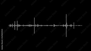 Audio waveform spectrum animation with minimalist digital line design. Abstract sound wave visualization for voice recording, music, and podcast backgrounds.