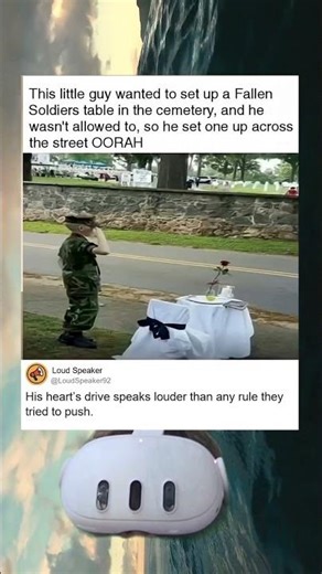 Kid Sets Fallen Soldier Table Outside Cemetery Oorah Tribute