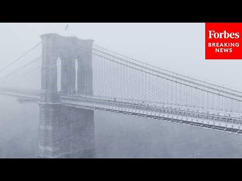 Drone Footage Captures Major Winter Storm In New York City As Snow Piles Up