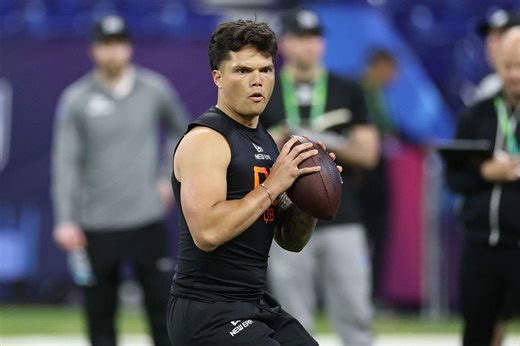 WATCH: Oregon QB Dillon Gabriel flexes arm strength with deep cannons at 2025 NFL Combine