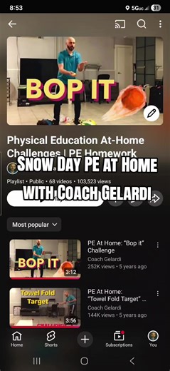 Snow day doesn’t mean no PE! These creative at-home challenges are designed for small spaces and easy household equipment to keep kids active and having fun. Find more FREE PE activities by searching Coach Gelardi on YouTube! Giveitatry #pe #elementarype #physicalactivity #physicaleducation #remotelearning