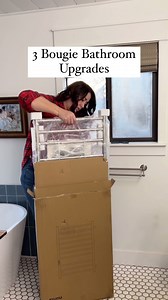 Feeling fancy over here! 🧖🏻‍♀️🚿🚽Comment the word “Upgrade” and I’ll DM you the links to the Heated Towel Rack, Waterproof Stool, and Bidet. #diybathroom | DeLancey DIY