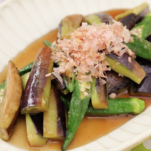 レンジで簡単♪オクラとなすの煮びたし | クラシル