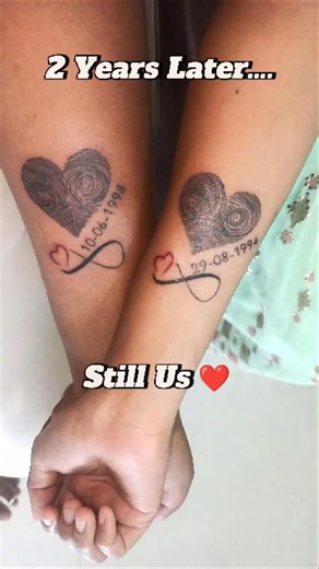 Matching Fingerprint Tattoos! 2 Years Later ❤️ #coupletattoo #vivacouplediaries #love #marriedlife