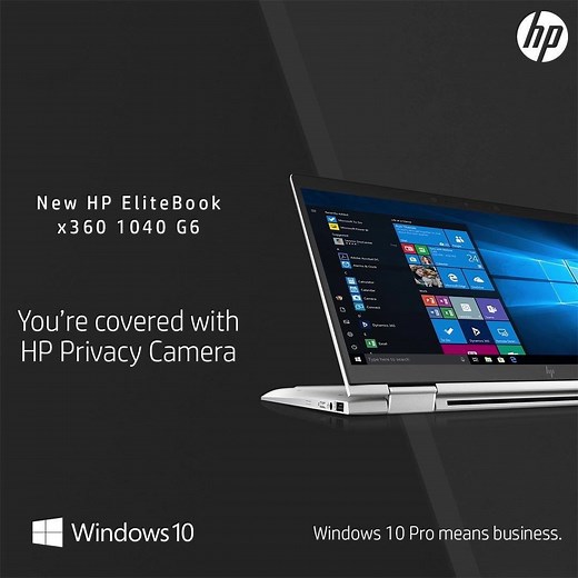 Control what the world sees with HP Privacy Camera shutter on the new EliteBook x360 1040 G6. Windows 10 Pro Means Business. | HP