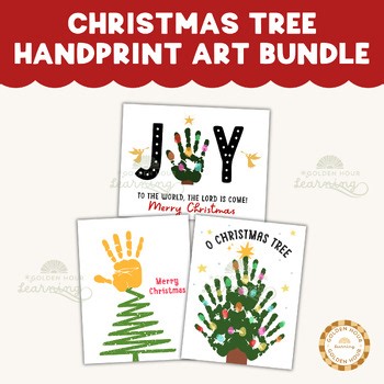 Christmas Tree Handprint Art Bundle | Preschool Christmas Crafts Keepsakes