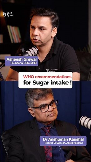 Daily sugar Intake recommended by WHO ​⁠by ‪@theangry_doc‬ | Watch the Podcast