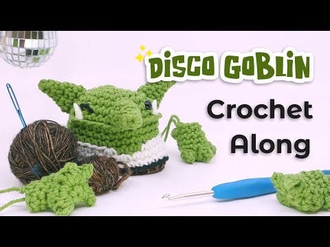 Crocheting a disco goblin! 🪩 (Portrait)