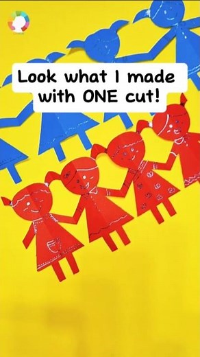 One Cut Paper Doll Chain! Easy Kids Craft ✂️❤️