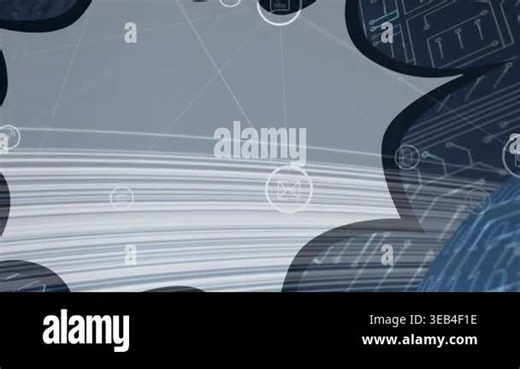 Animation of data processing and network of connections over shapes and computer circuit board. global technology, data processing and digital interface concept digitally generated video Stock Video Footage - Alamy