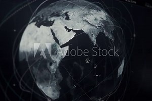 A Rotating Interactive 3D Map of The Earth With Orbital Routes And Targets. Clicking And Selecting An Indian Territory. Marking An Object Nearby. Choosing An Option From The Right-Click Menu.