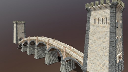 Medieval Fantasy Bridge with two Watchtowers - Download Free 3D model by Sereib