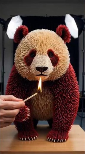 Matchstick Panda Burn Test (So Satisfying) #shortvideo #video #panda #matchstick