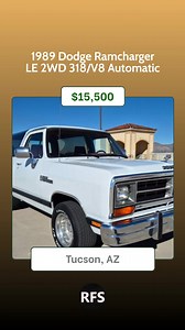 New Listings on Ramcharger For Sale! 1.) 1989 Dodge Ramcharger LE 2WD 318/V8 Automatic located in Tucson, AZ - $15,500 2.) 1983 Dodge Ram Charger Sport Utility 2D located in Hendersonville, TN - $7,000 3.) 1989 Dodge Ramcharger located in Cambridge, OH - $1,100 4.) 89 Ramcharger located in Austin, TX - $3,500 To get more info on these Ramchargers / Trail Dusters and see more, visit the marketplace section on our website. #dodgeramcharger #dodgeramchargerforsale #trailduster #ramcharger #plymouth