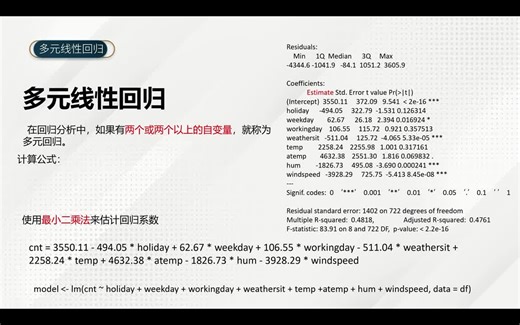 R语言用线性回归预测共享单车的需求和可视化