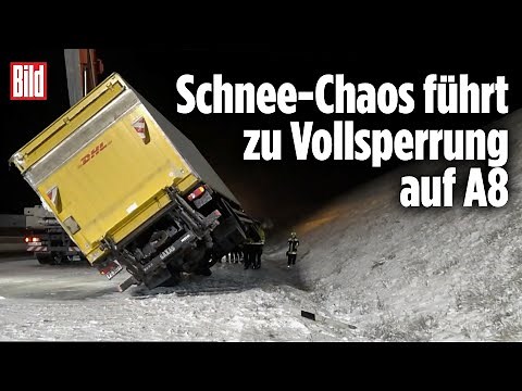 Horror-Crash auf A8: Winterliche Straße lassen LKW umfallen | Odelzhausen
