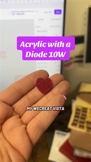 I don’t recommend acrylic with a diode but if you would like to try this red acrylic and black cut with a diode. Make sure about your material. @WeCreat_official #wecreat #diodelaser #lasercutting #amortocreate
