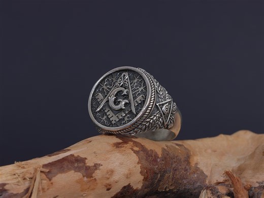 Masonic Symbol Ring in 925K Silver: Handmade Master Mason Ring for Men, Freemason Symbol Signet Ring - Etsy UK