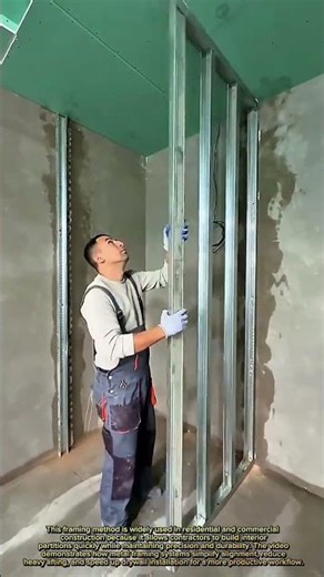 Fast Drywall Partition Installation Using Metal Stud Framing! 🔥