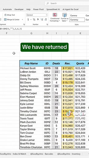 In this tutorial you'll learn how to return multiple values with Xlookup in Excel! #excel #spreadsheet #corporate