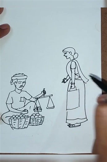 Easy Market scenary drawing for beginners #drawing #art #market drawing
