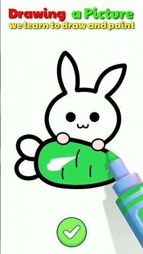 Drawing Let's learn to draw a rabbit eating carrots Easy Carrots drawing #shorts #carrots #rabbit