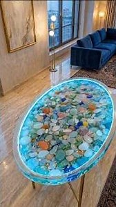 Making a Glowing Sea Glass Epoxy Resin Table (Satisfying DIY) 🌈✨