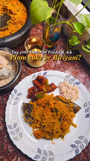 AVERAGE _D on Instagram: "Tag your Christian friends for this Christmas 🎅 &ask plum cake or Biriyani ❤️✨ (Christmas,food,plum,Biriyani) #Food#christmas #foodlover#briyani"