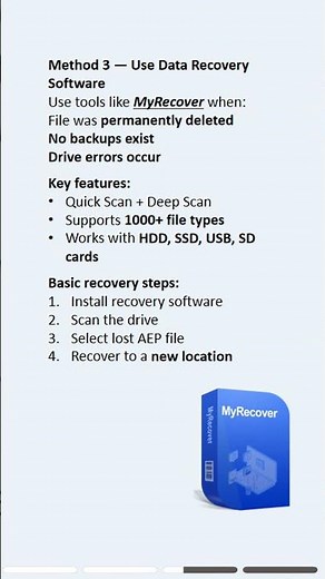Recover deleted or unsaved AEP files from Adobe After Effects with simple and reliable methods #aeps