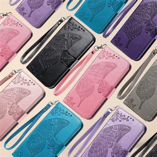 Butterfly Leather Wallet Phone Case With Card Slot and Flip Cover, Protective Case - Etsy