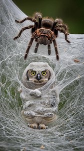 4.4M views · 31K reactions | A baby owl trapped in a giant spider web is rescued by an owl and a forest ranger! | Vu Bros | Facebook