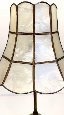 Vintage Onyx and Gold Lamp: Capiz Shell Shade - Etsy