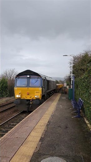 Direct Rail Services 66 427 Carlisle to Crewe with short ballast train at a rainy Langho