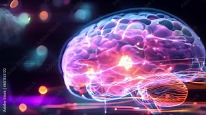 Highlighting a tumor in an enhanced brain scan image for Brain Tumor Day. Concept Brain Tumor Day, Medical Imaging, Tumor Detection, Enhanced Brain Scan, Visualized Diagnosis