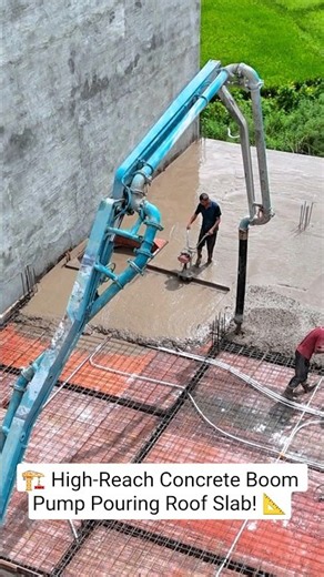 🏗️📐 Placing fresh concrete on an elevated structural slab with a high-reach boom pump! 🚜 #shorts