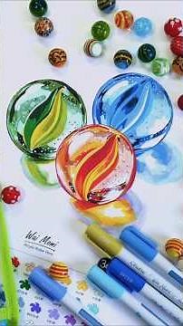 Drawing Marbles with the new OHUHU Acrylic Gel Pens #ohuhu #acrylicmarkers