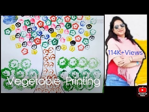 How To Do Vegetable Printing | How To Do Lady Finger Painting | Vegetable Painting With Ladyfinger