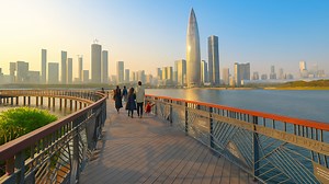 A Calm Walk Over Water in the City