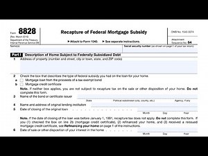 IRS Form 8828 walkthrough (Recapture of Federal Mortgage Subsidy)