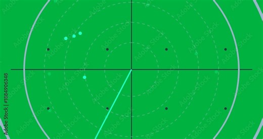 Radar HUD starting on load, sweep rotating left, pinging blips, showing readout on transparent bg