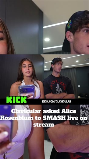 Kick Clips on Instagram: "Clavicular asked Alice Rosenblum to SMASH live on stream 😭 Clavicular isn’t just streaming… he’s running the internet. One minute it’s jokes, the next it’s pressure, then suddenly the whole timeline’s tuned in like it’s must-see TV. No script, no filter, no backing down. Just raw live energy and zero fear of the moment. People tune in thinking it’s “just another stream” and leave realizing they just watched content history. Whether he’s shutting down haters, turning aw