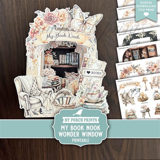 My Book Nook Wonder Window, Junk Journal Library Fussy Cuts Kit 3D Tunnel Book Card Gift Reader My Porch Prints Printable Digital Download - Etsy Italia