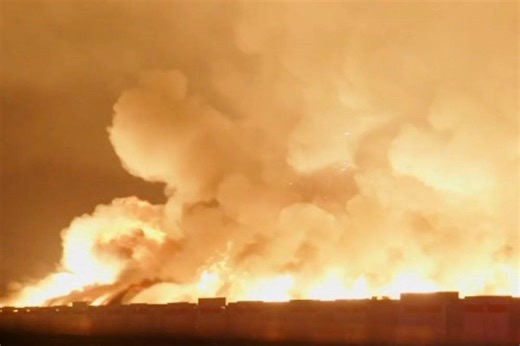 Massive arson fire engulfs California warehouse, sending explosions into sky