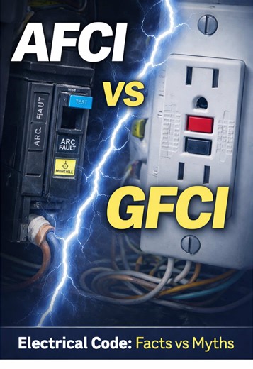 What’s the actual difference between AFCI and GFCI devices? These two breakers often get grouped together, but they’re designed to address different types of electrical conditions in a system. In this video, I break down how each device functions and why both appear in modern electrical installations. Understanding the difference helps make sense of current code requirements. #ElectricalCode #AFCI #GFCI #ElectricianLife #NEC2020