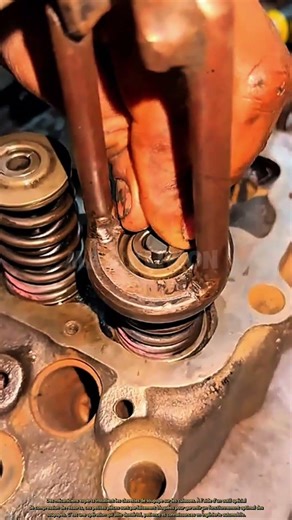 Un mécanicien expert installe des clavettes de soupape sur une culasse.