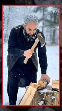 Snowfall Survival in Mountain | Wooden Cabin Interior & Tea Time in Mountains