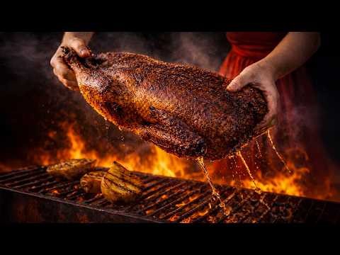 Duck Cooking — Fire Roasted in Rural France