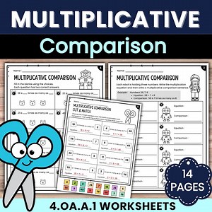 Multiplicative Comparison Worksheets | 4th Grade Math Practice | CCSS 4.OA.A.1 - Etsy