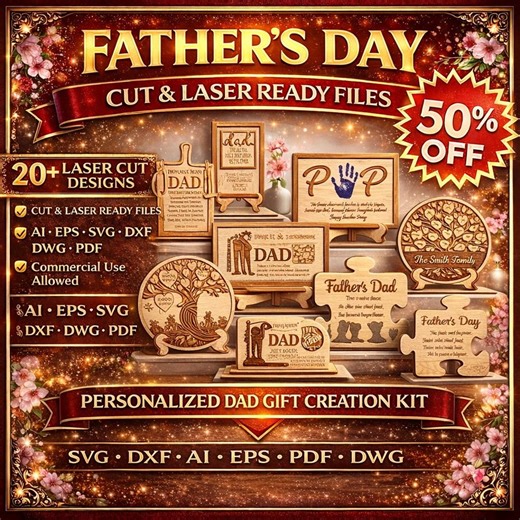Fathers Day Laser Cut Files Bundle, Engraved Wood Sign SVG (instant Download) - Etsy