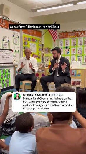 Obama Reads to NYC preschoolers with Mayor Mamdani